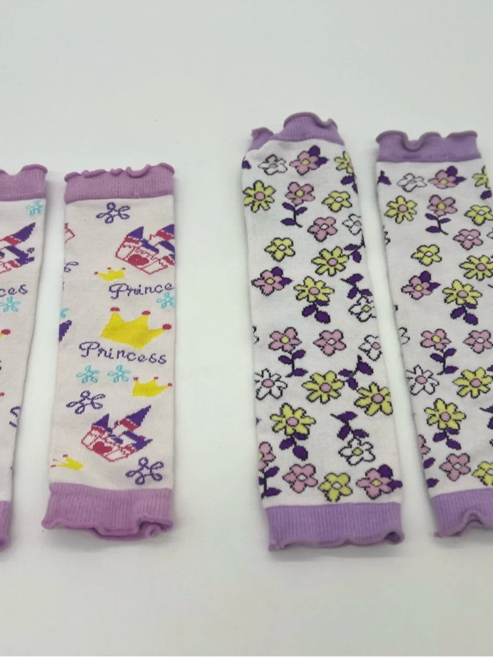 Baby Girl's Leggings Princess And Flowers Set Purple One Size